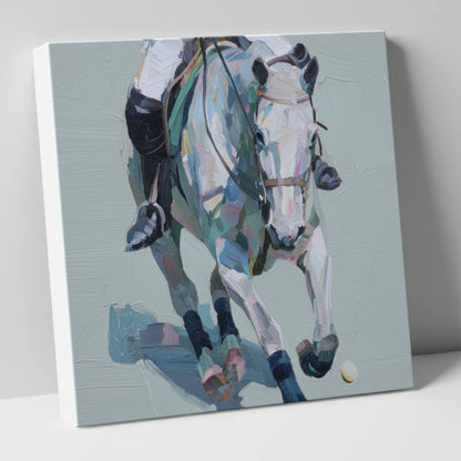 Pastel Polo Charge polo horse canvas wall art