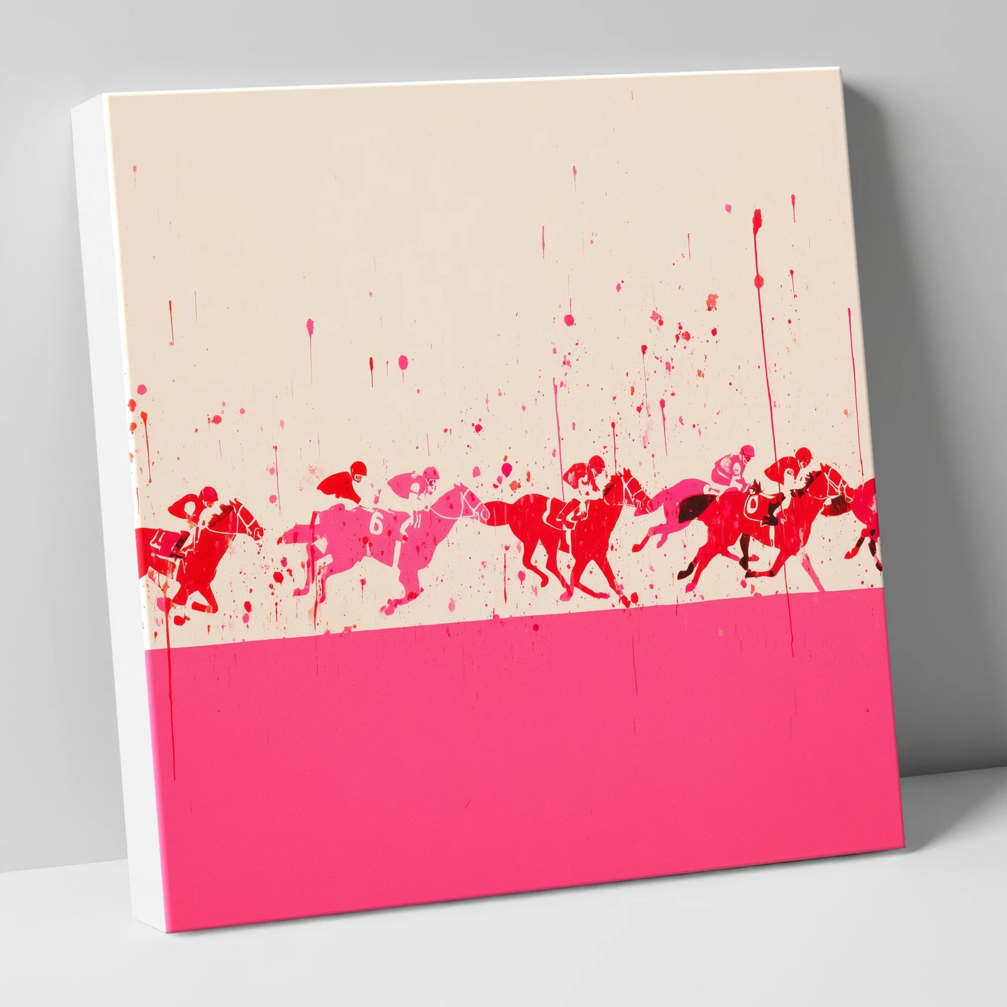Crimson Surge racing horse canvas wall art
