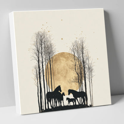 Moonlit Forest Clearing horse landscape canvas wall art
