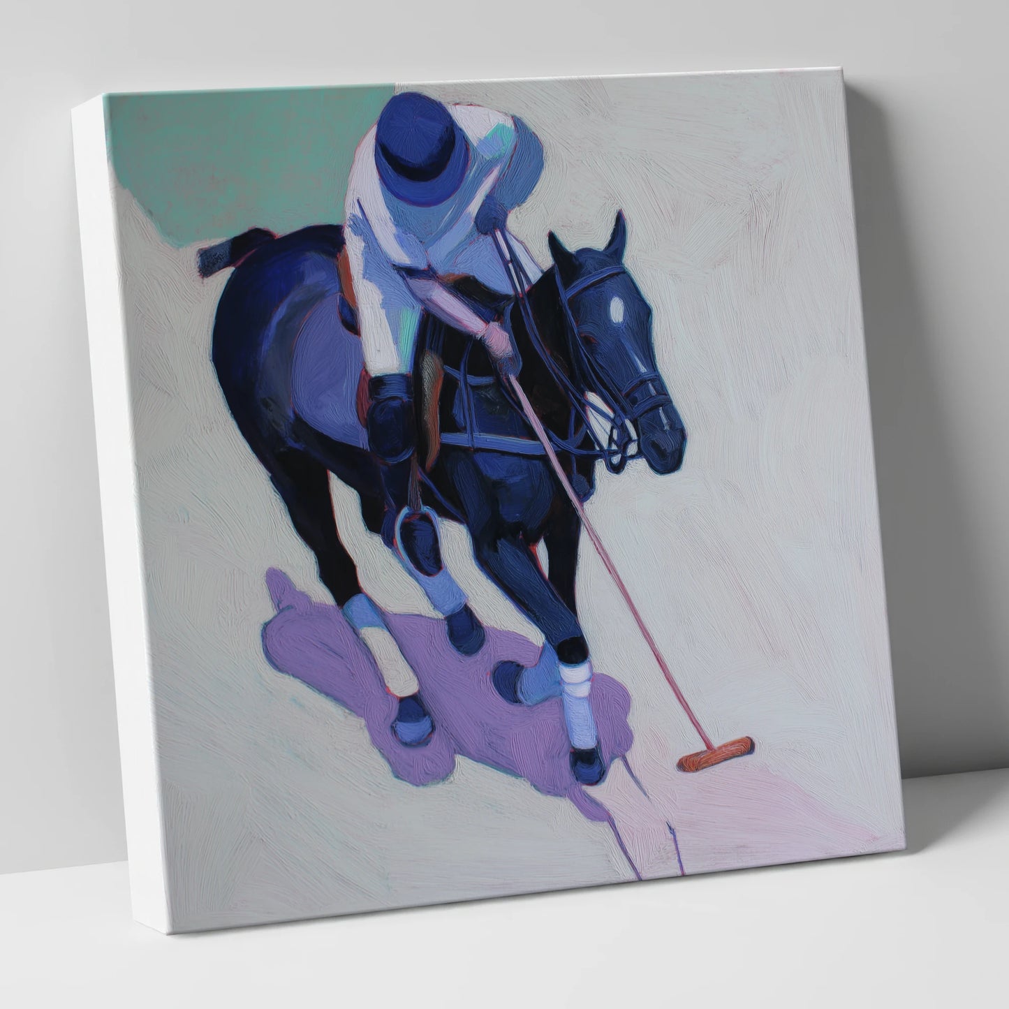 The Indigo Swing polo horse canvas wall art