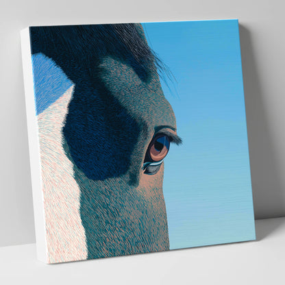 Stillness in Blue horse portrait canvas wall art