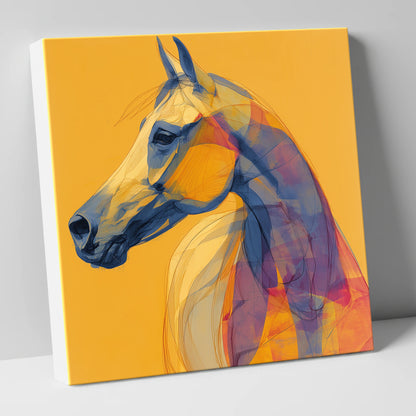 Cobalt and Gold Arabian horse breed canvas wall art