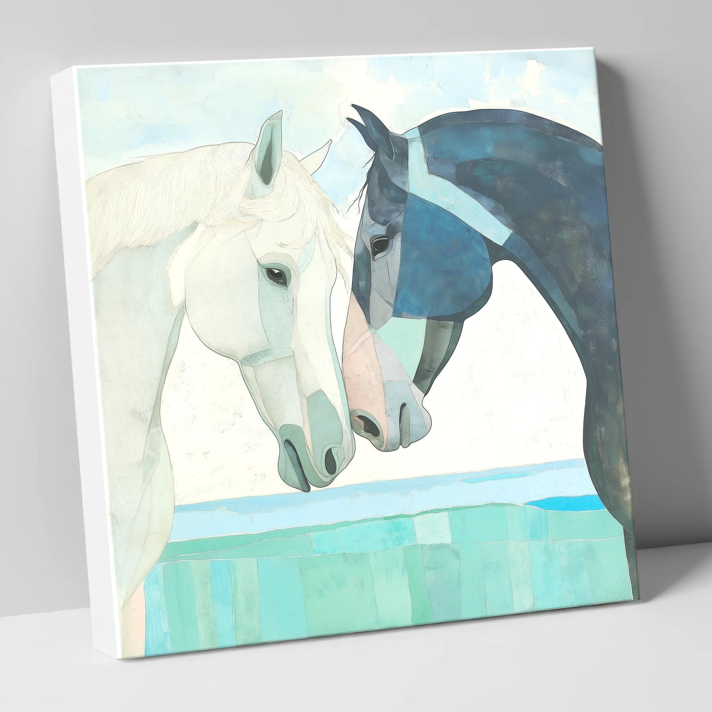 The Gentle Greeting horse portrait canvas wall art