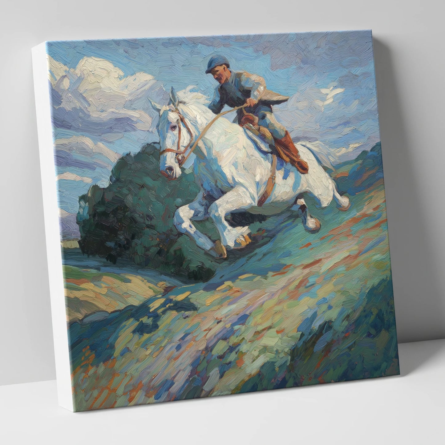 The Boundless Leap show jumping horse canvas wall art