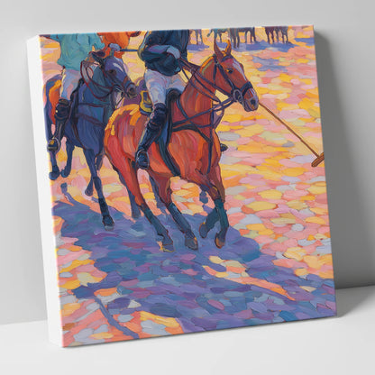 Sunset Chukka Shadows polo horse canvas wall art