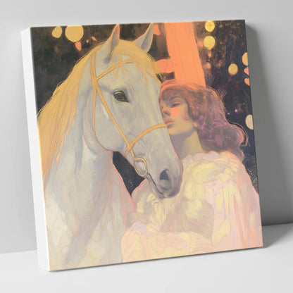 Starlit Bond horse & rider canvas wall art