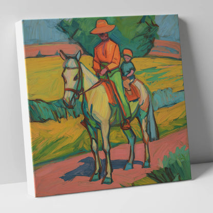 Vivid Summer Companion horse & rider canvas wall art
