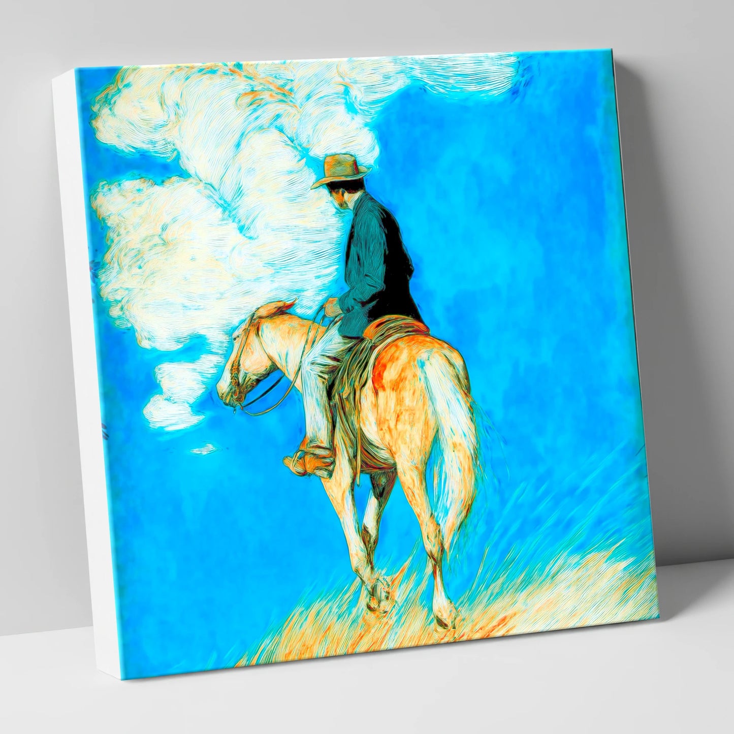 Vivid Western Horizon western horse canvas wall art