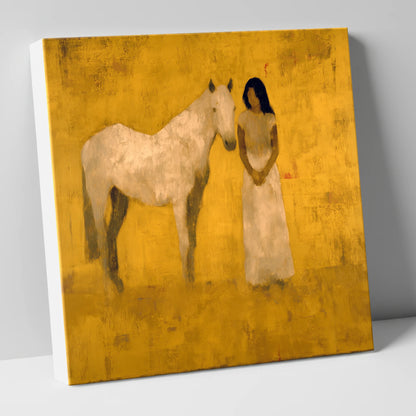 The Golden Bond horse & rider canvas wall art