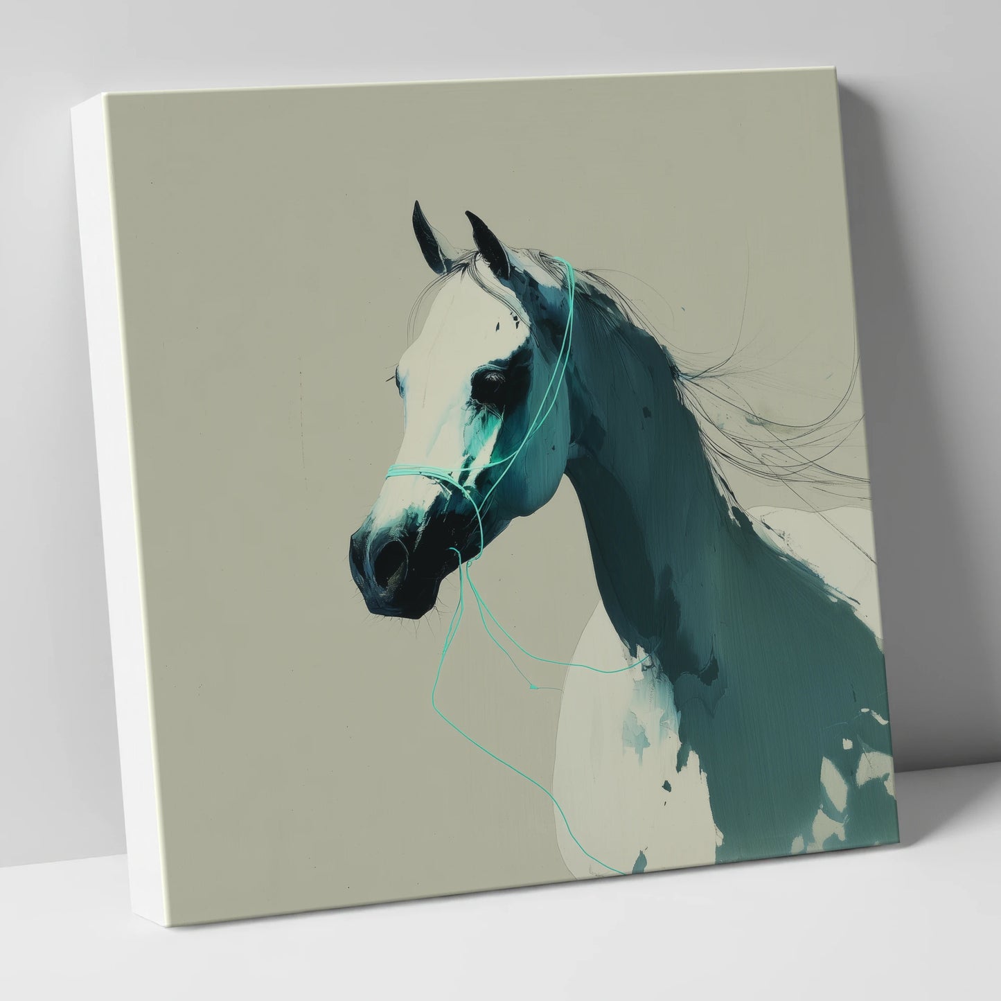 Midnight Teal Arabian horse breed canvas wall art