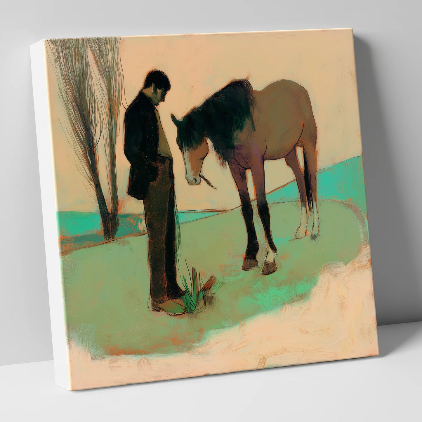 The Quiet Bond horse & rider canvas wall art