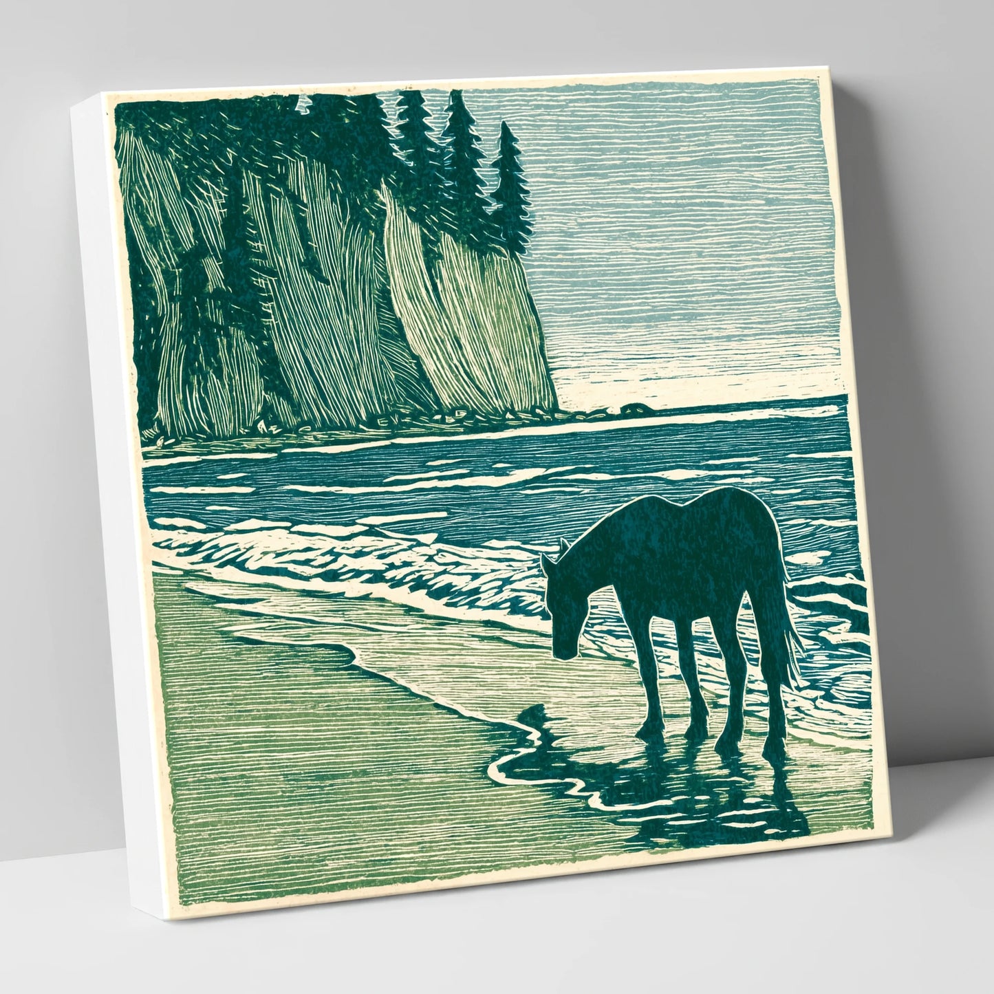 Coastal Waters Retreat horse landscape canvas wall art