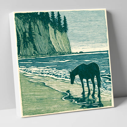 Coastal Waters Retreat horse landscape canvas wall art