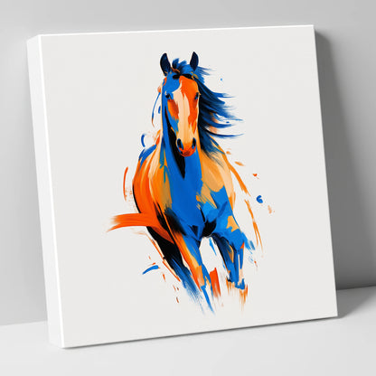 Vivid Cobalt Canter horse portrait canvas wall art