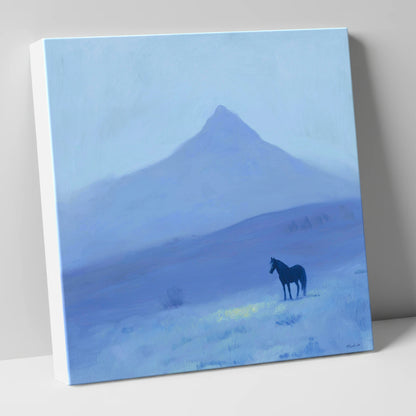 Azure Mountain Solitude horse landscape canvas wall art