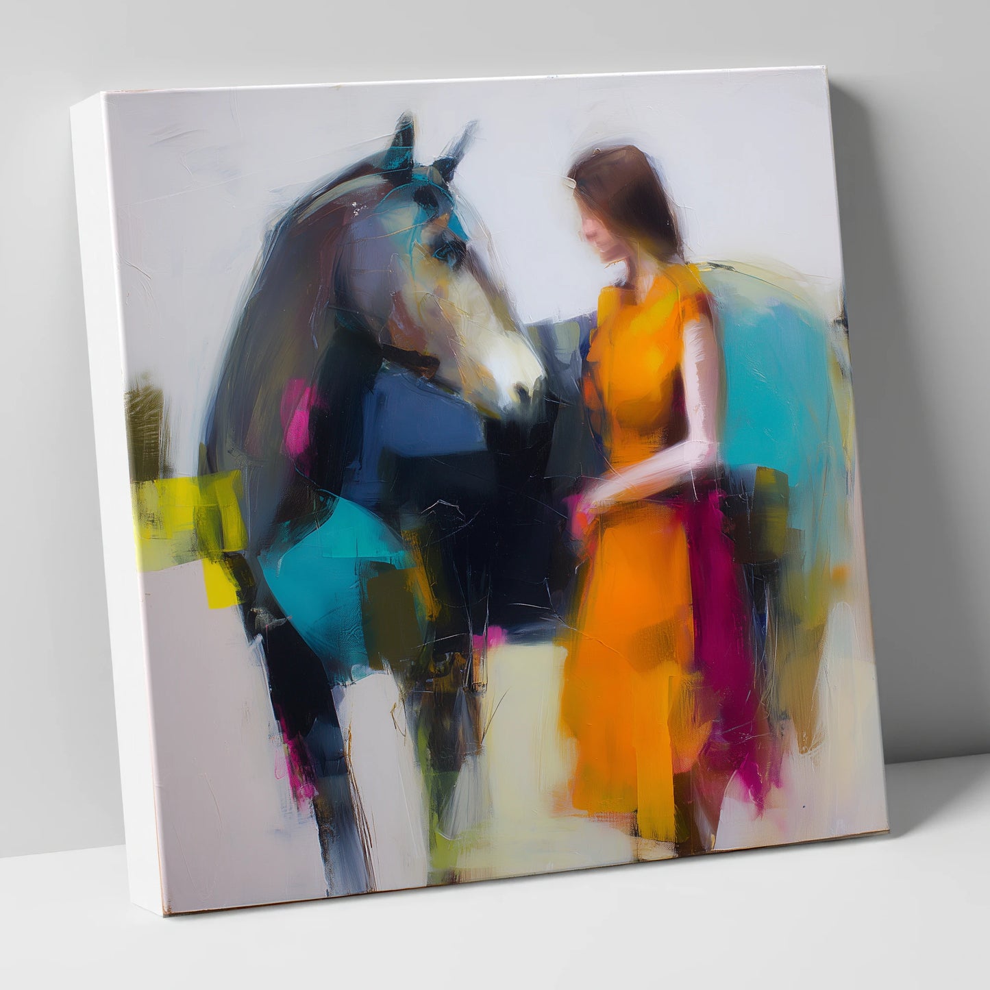 Vivid Companionship horse & rider canvas wall art