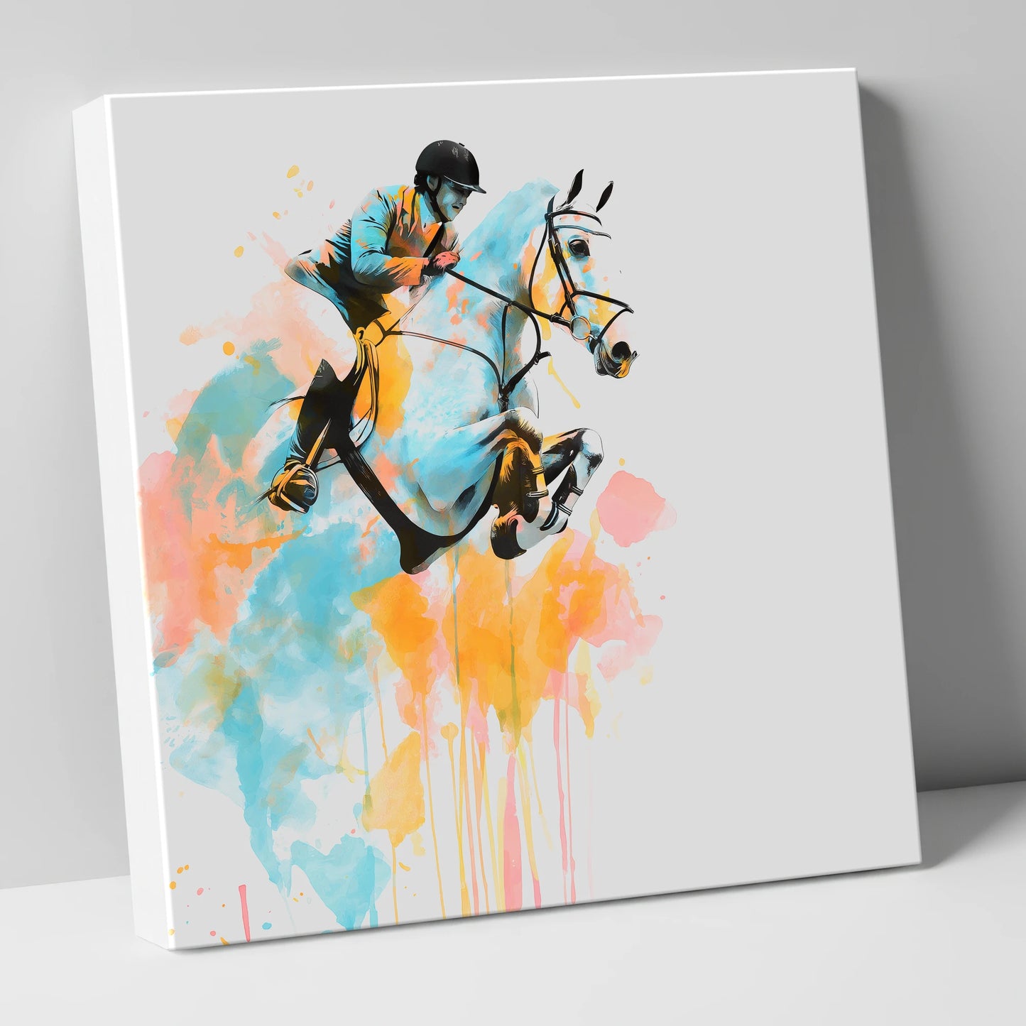 Suspended in Colour show jumping horse canvas wall art