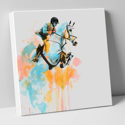 Suspended in Colour show jumping horse canvas wall art