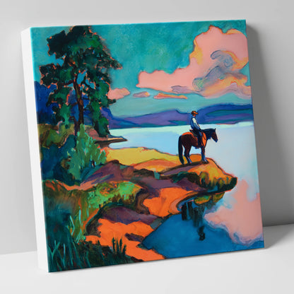 The Violet Shoreline beach horse canvas wall art