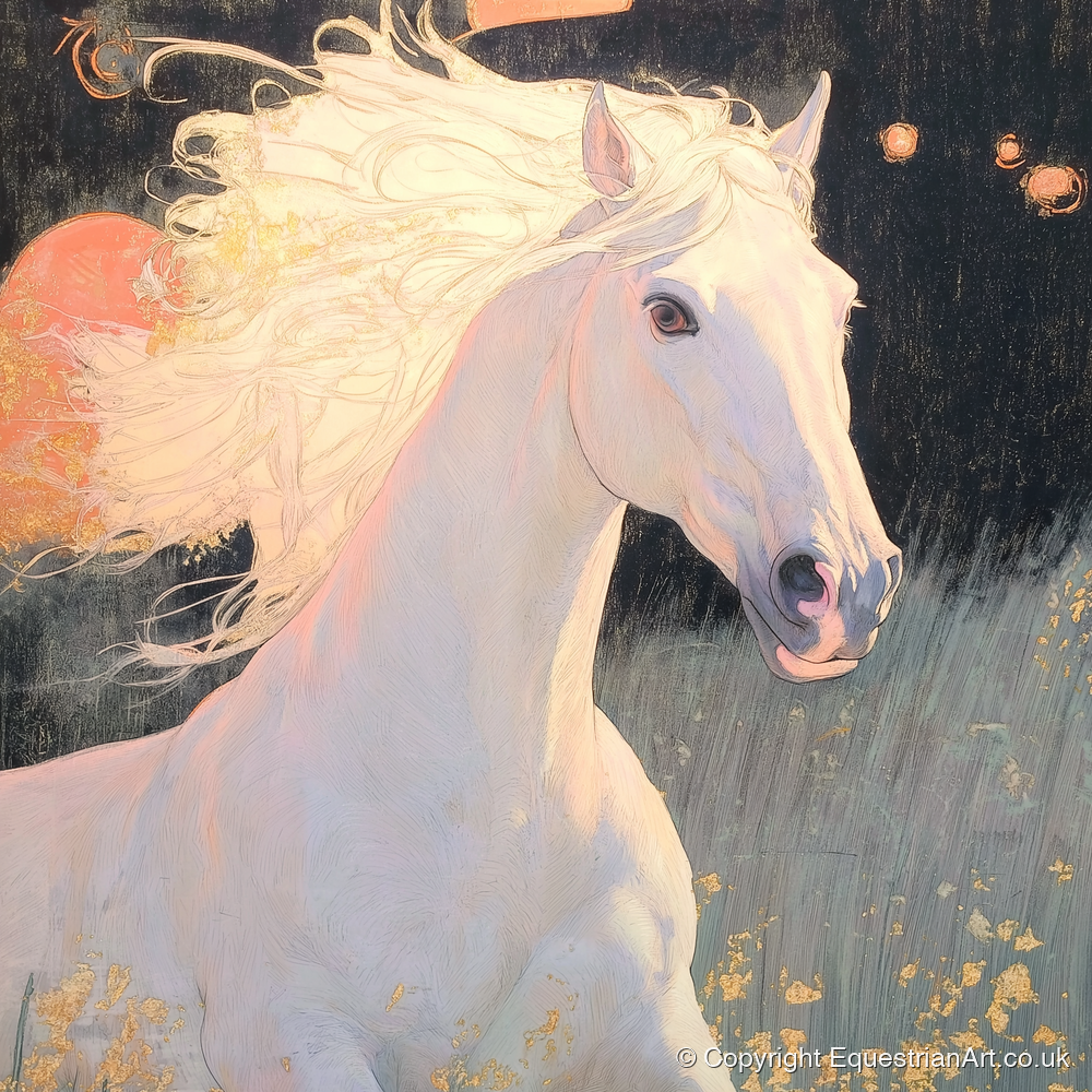 Celestial Grey - horse portrait art print and canvas by Isobel Hawthorn A.I