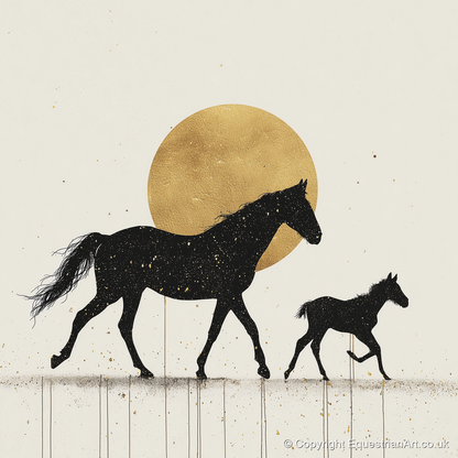 Celestial Mare and Foal - mare & foal art print and canvas by Nolan Atherton A.I