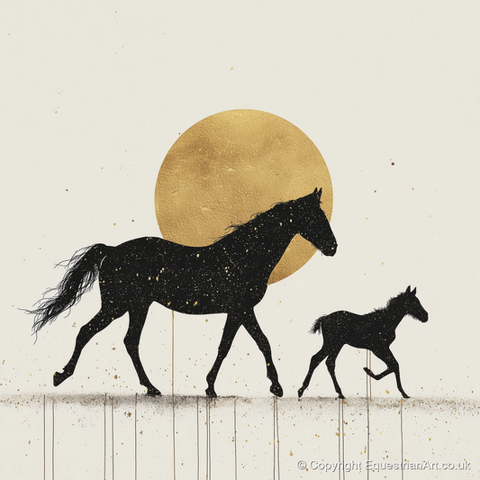 Celestial Mare and Foal - mare & foal art print and canvas by Nolan Atherton A.I
