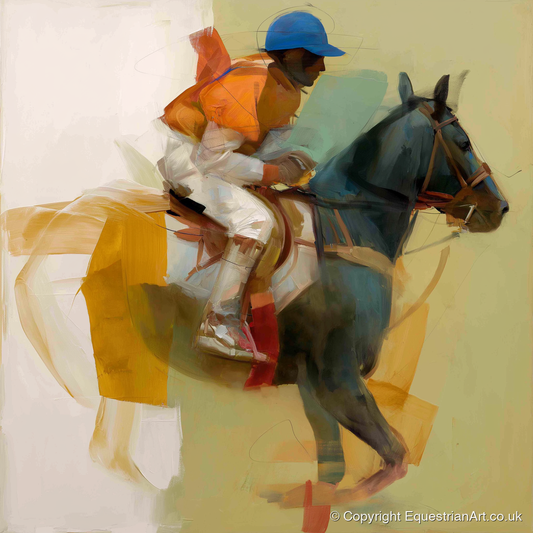 Cerulean and Silk - racing horse art print and canvas by Silas Marlowe A.I