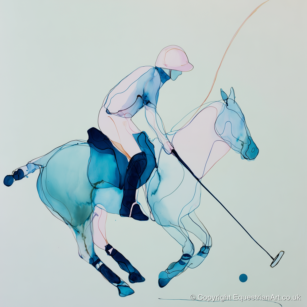 Cerulean Chukka - polo horse art print and canvas by Audrey Fontaine A.I