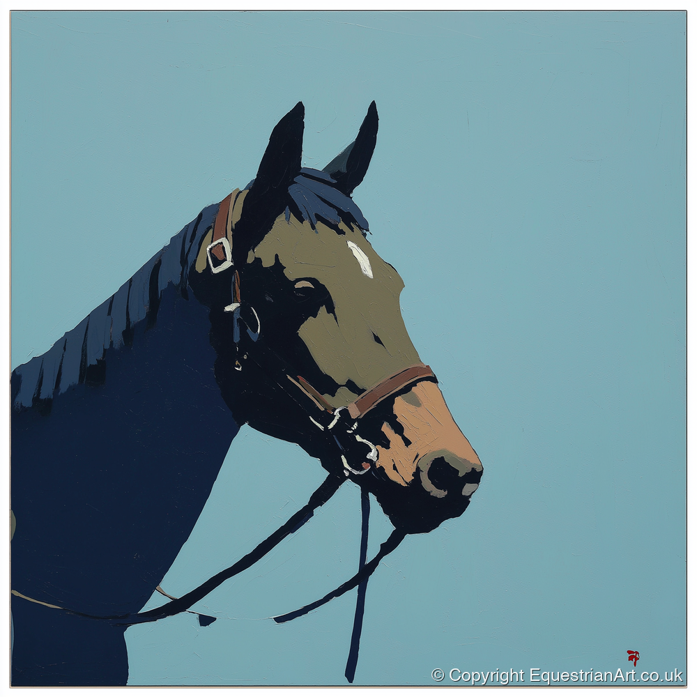 Cerulean Equine Profile - horse portrait art print and canvas by Preston Hale A.I