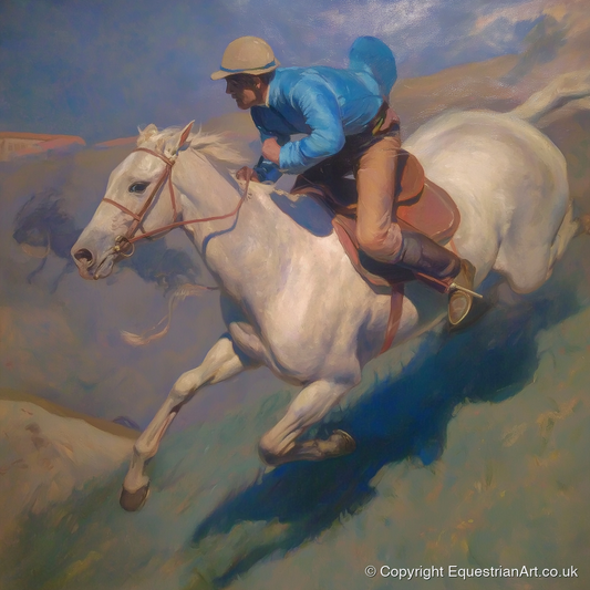 Cerulean Gallop - racing horse art print and canvas by Alistair Rhodes A.I