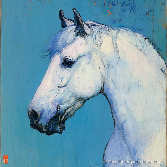 Cerulean Grey Profile - horse portrait art print and canvas by Clement Hughes A.I