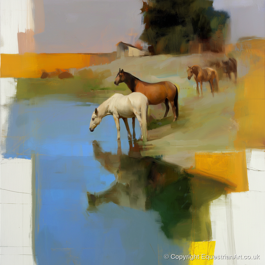 Cerulean Reflections - wild horses art print and canvas by Silas Marlowe A.I