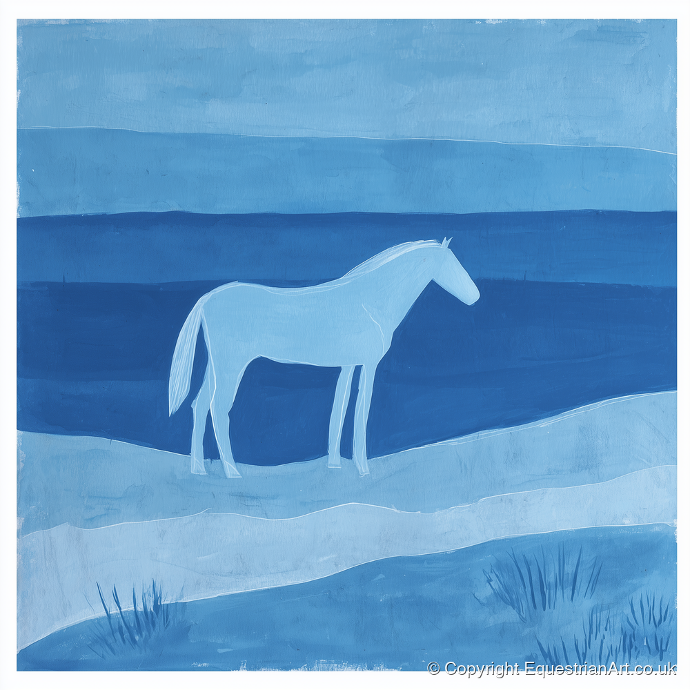 Cerulean Serenity - horse landscape art print and canvas by Roland Bishop A.I