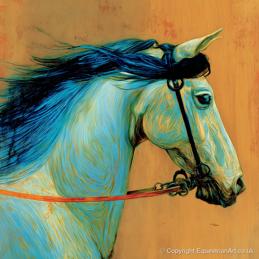Cerulean Spirit - horse portrait art print and canvas by Cecily Warwick A.I