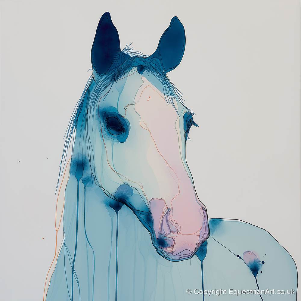Cerulean Spirit - horse portrait art print and canvas by Audrey Fontaine A.I