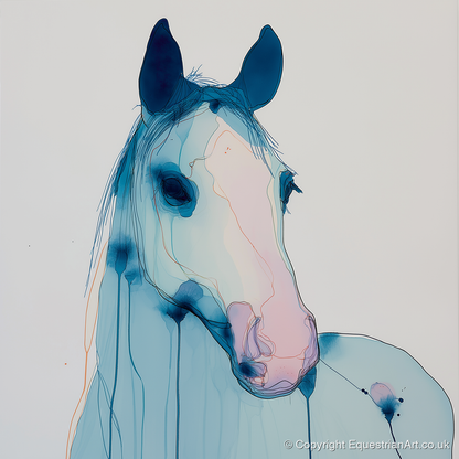 Cerulean Spirit - horse portrait art print and canvas by Audrey Fontaine A.I