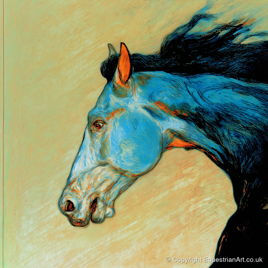 Cerulean Spirit - racing horse art print and canvas by Cecily Warwick A.I