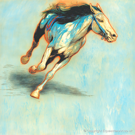 Cerulean Sprint - racing horse art print and canvas by Cecily Warwick A.I
