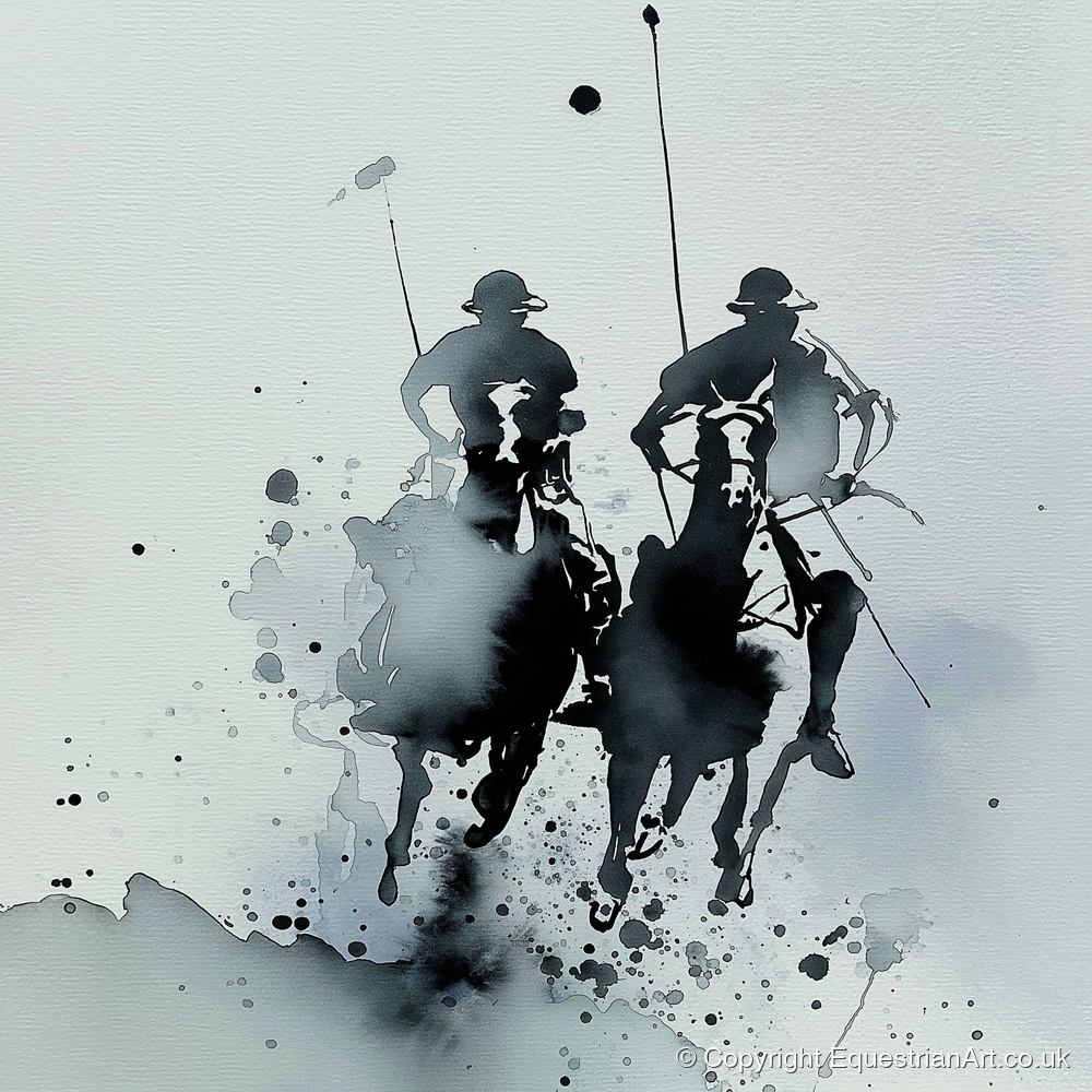 Charge of the Chukka - polo horse art print and canvas by Adrian Frost A.I