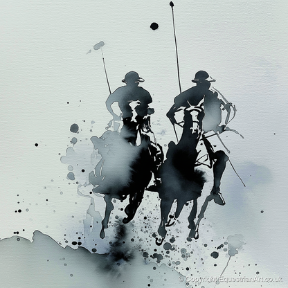 Charge of the Chukka - polo horse art print and canvas by Adrian Frost A.I