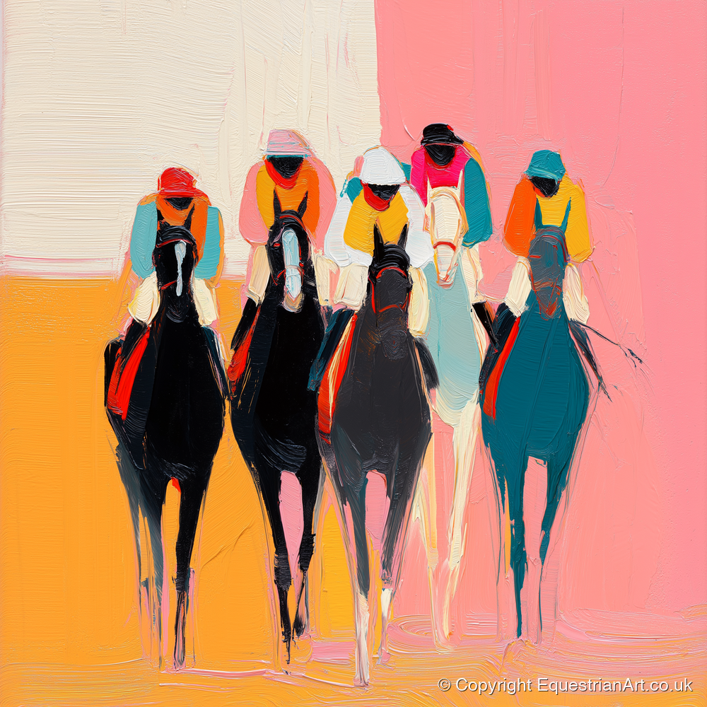 Charge to the Line - racing horse art print and canvas by Genevieve Moore A.I
