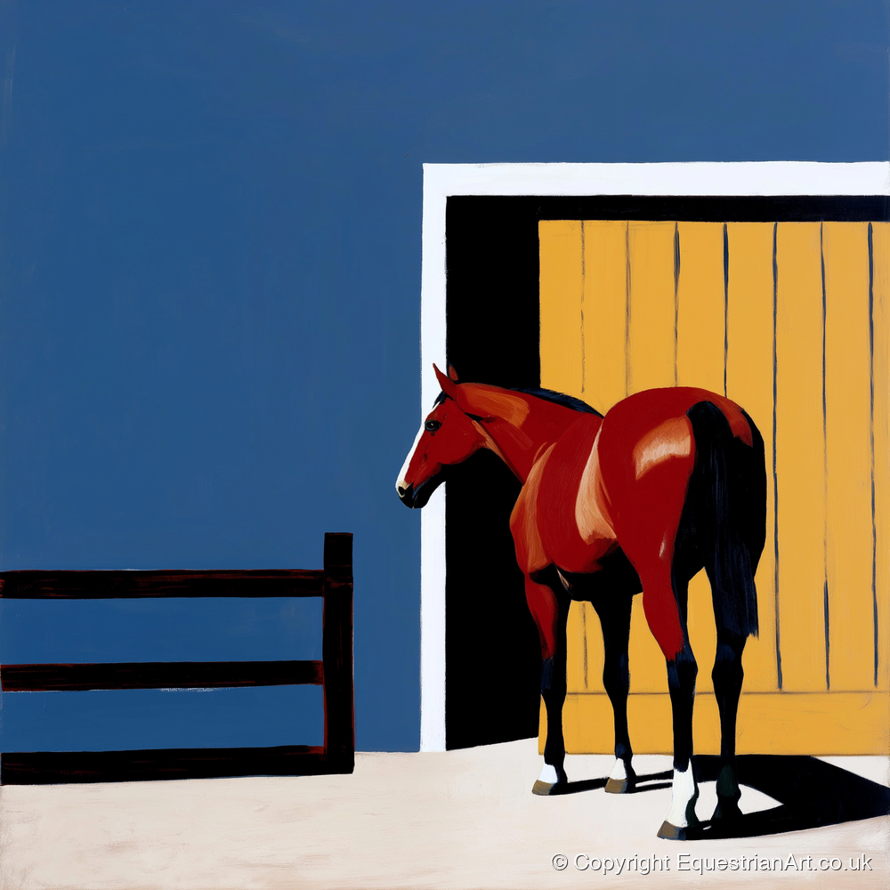 Chestnut at the Door - horse stable art print and canvas by Vivienne Hartley A.I