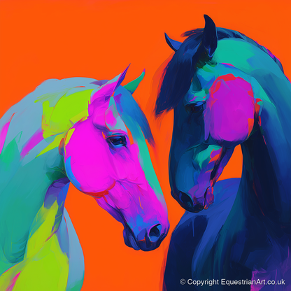 Chromatic Encounter - horse portrait art print and canvas by Lucian Prescott A.I