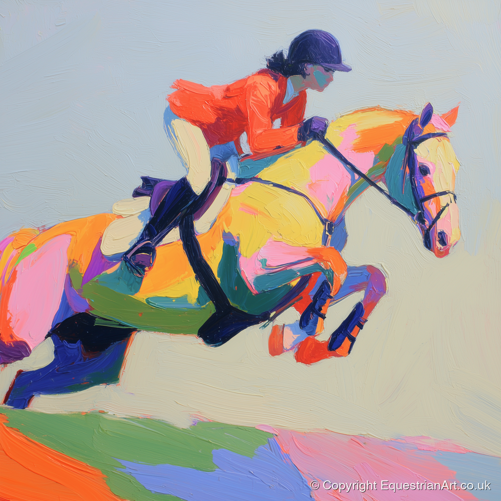 Chromatic Showjumper - show jumping horse art print and canvas by Desmond Locke A.I