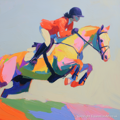 Chromatic Showjumper - show jumping horse art print and canvas by Desmond Locke A.I