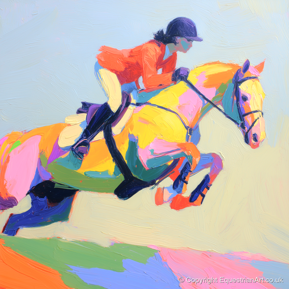 Chromatic Showjumper - show jumping horse art print and canvas by Desmond Locke A.I