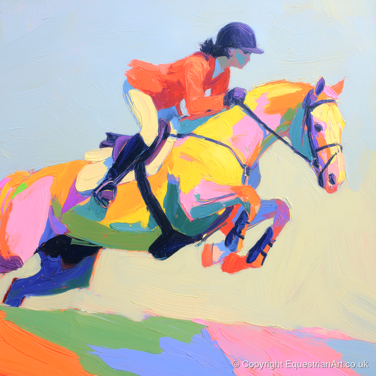 Chromatic Showjumper - show jumping horse art print and canvas by Desmond Locke A.I