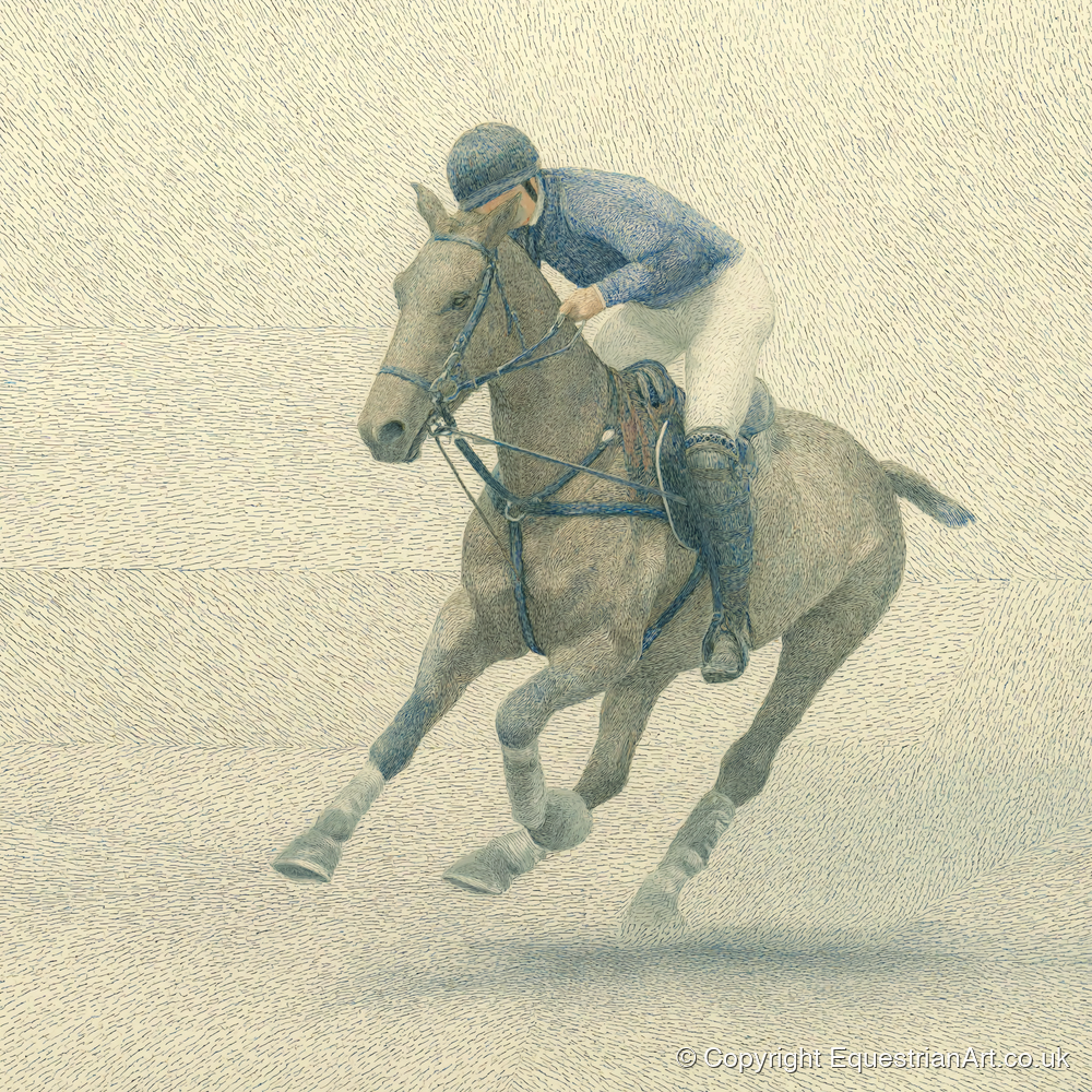 Chukka in Slate Blue - polo horse art print and canvas by Arthur Sterling A.I