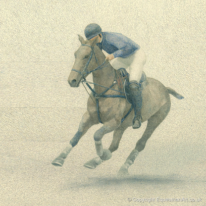 Chukka in Slate Blue - polo horse art print and canvas by Arthur Sterling A.I