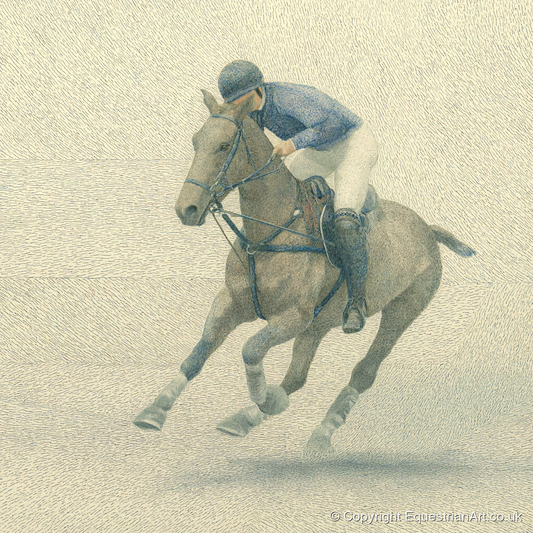 Chukka in Slate Blue - polo horse art print and canvas by Arthur Sterling A.I